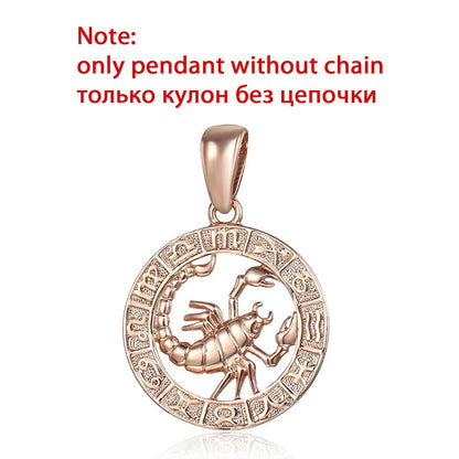 12 Zodiac Sign Constellations Pendants Necklaces For Women Men 585 Rose Gold Color Male Jewelry Fashion Birthday Gifts GPM16