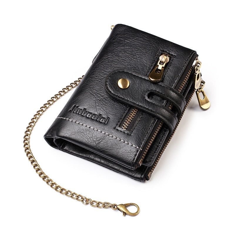 2021 New Men Wallets Name Customized PU Leather Short Card Holder Chain Men Purse High Quality Brand Male wallet