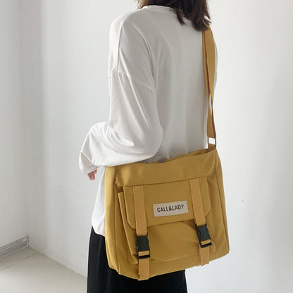 Fashion Classic Simple Messenger Bag Women&#39;s South Korea Chic Postman Bag Lady Student Nylon Waterproof Canvas Schoolbag