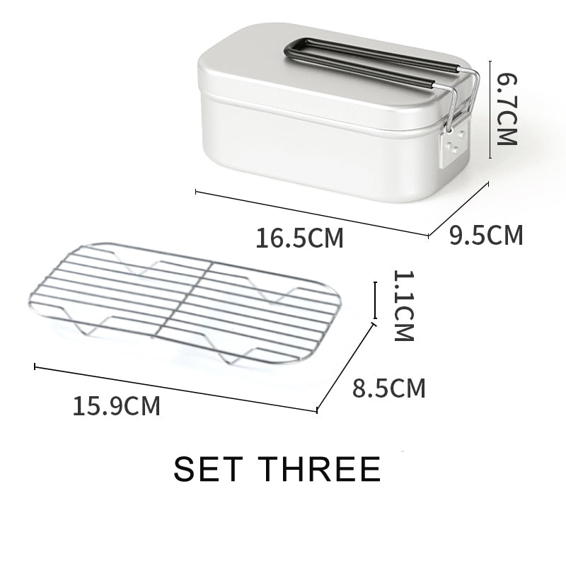 Aluminum Alloy Lunch Box Stainless Picnic Box Ourdoor Dinner Pail Travel Camping  food Containe Breafast Storage Dinnerware