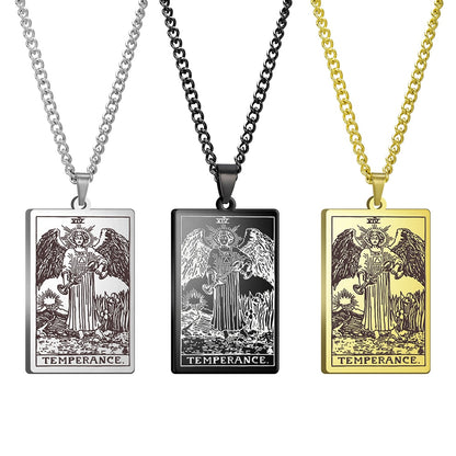 Dawapara Vintage Tarot Card Necklace The Major Arcana Pagan Astrology Talisman Pendants Necklace Stainless Steel Jewelry