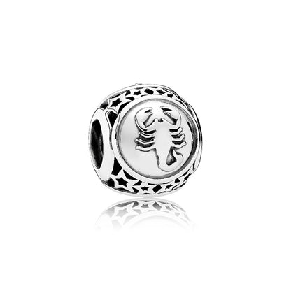 Original 925 Sterling Silver Bead Charm Libra Leo Star Sign Charms 12 Zodiac Constellation Fit Pandora Bracelets Women Jewelry