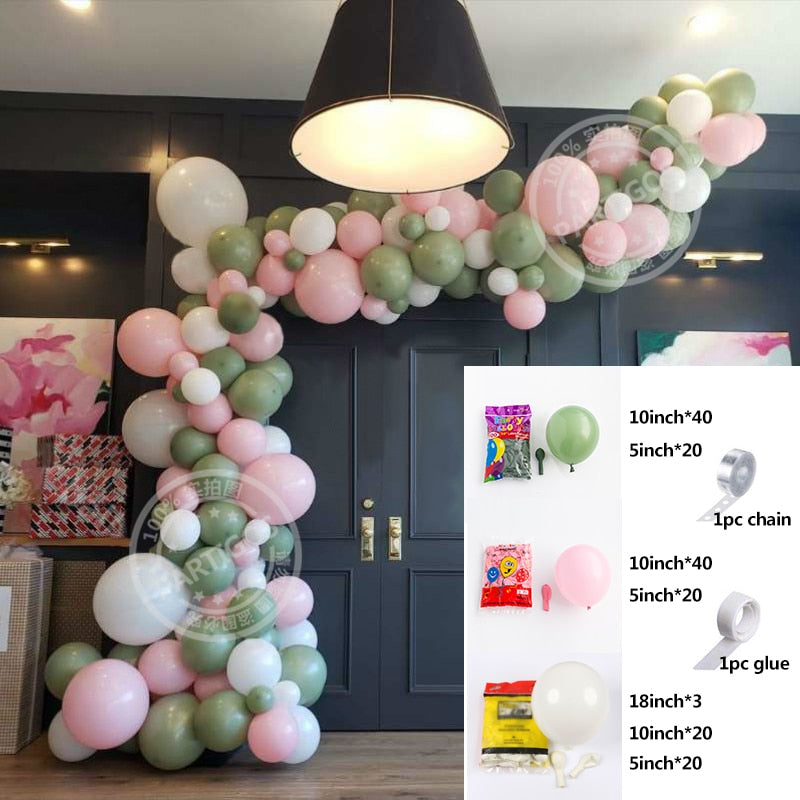 1set Retro Green Balloon Garland Arch Kit Avocado Green Balloon Wedding Birthday Party Decorations Baby Shower Kids Decoration