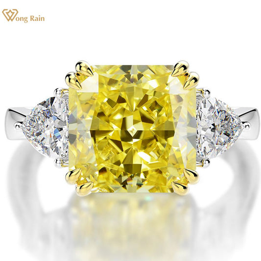 Wong Rain 100% 925 Sterling Silver Created Moissanite Citrine Sapphire Gemstone Wedding Engagement Ring Fine Jewelry Wholesale