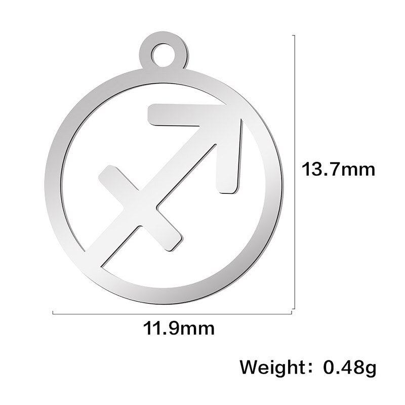 Teamer 12pcs Zodiac Floating Charms Stainless Steel Gemini Aries Libra Taurus Twelve Constellation Pendant  for Jewelry Making