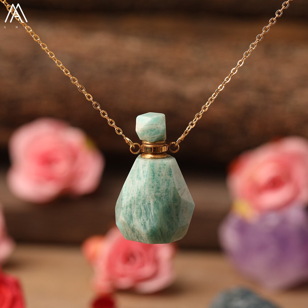 Natural Purple Agates Smoky Color Quartz Rainbow Fluorite Stone Gold Perfume Bottle Pendant For Necklace Making Women Jewelry