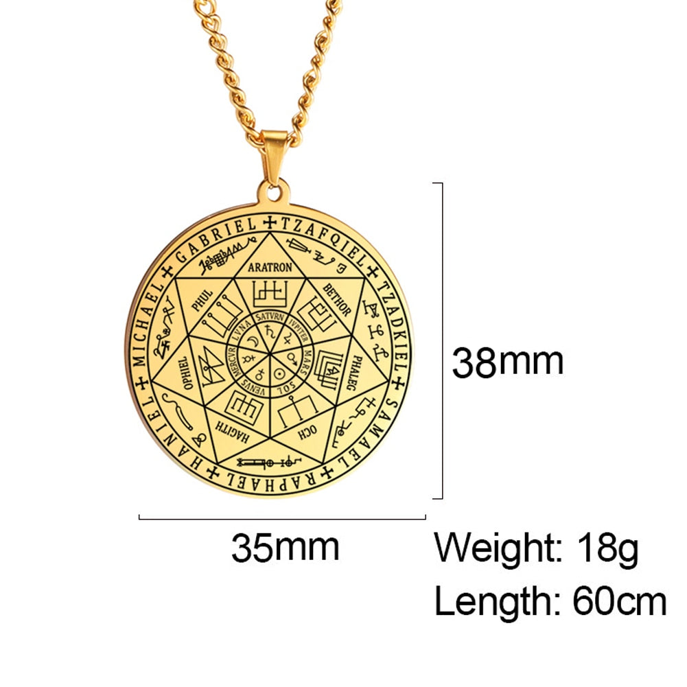 Dawapara 7 Archangels Sigil Charm Necklaces Pentacle Magic Mascot Amulet Lucky Protection Supernatural Talisman Necklace