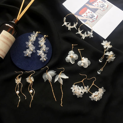 2019 New handmade flower bohemia boho earrings women fashion long hanging earrings crystal female wedding earings party jewelry