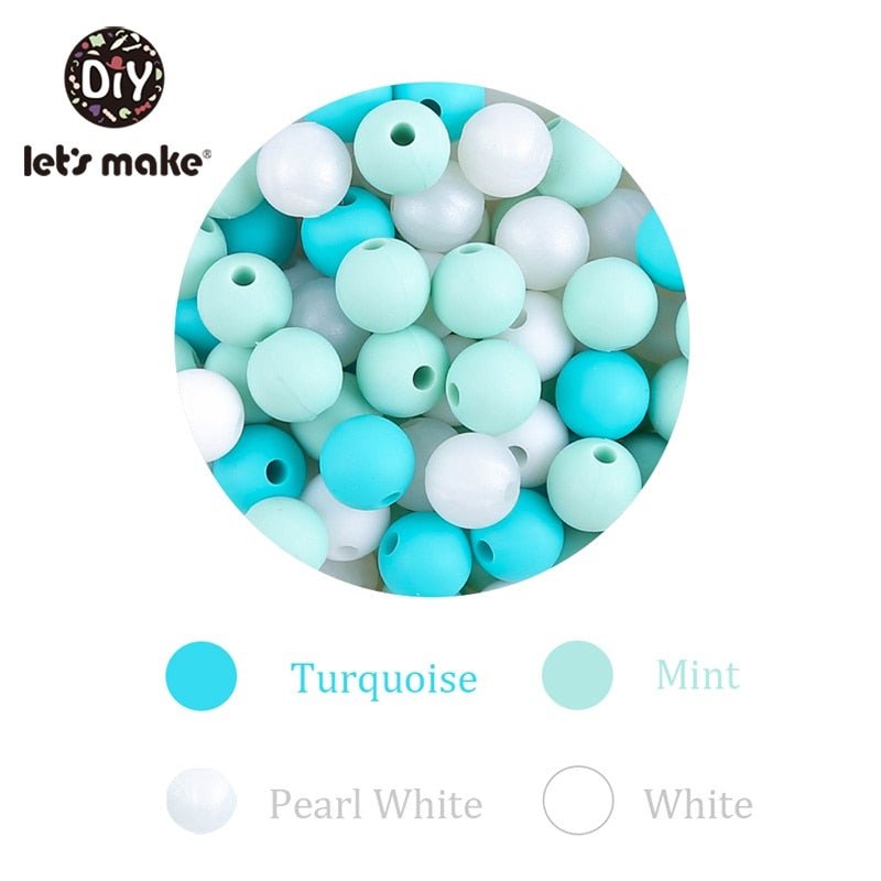 9mm 50pc Silicone Beads Round Baby Teether Eco-friendly BPA Free Baby Teething Pacifier Chain Bead silicone rodents Let&#39;s Make