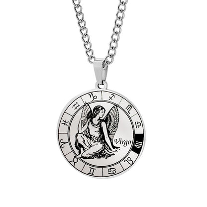 VNISTAR 316 Stainless Steel Zodiac Pendant Necklace Wholesale Men Women Horocope Jewelry Dropshipping Never Fade Constellation