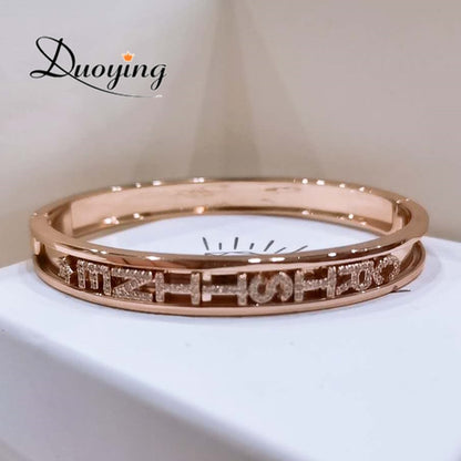 Duoying DIY Slider Charms Bangles Custom Name Bracelets Bangle Zirconia Letters Birth Zodiac Personalized Bangles Name Bangles