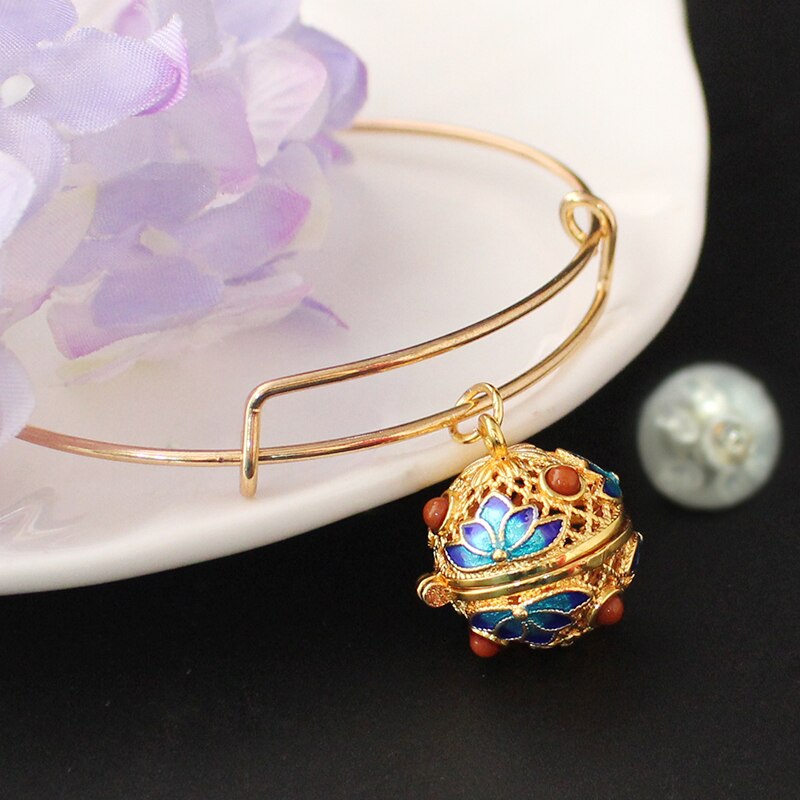 1PC Hollow Cage Cloisonne Locket with Lamp Balloon Bangles Lamp Balloon Locket Bracelets Fashion Jewelry