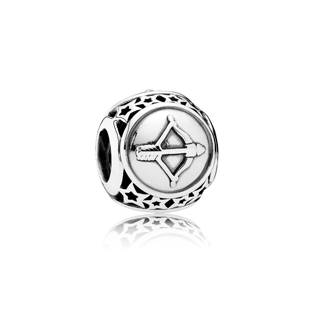 Original 925 Sterling Silver Bead Charm Libra Leo Star Sign Charms 12 Zodiac Constellation Fit Pandora Bracelets Women Jewelry