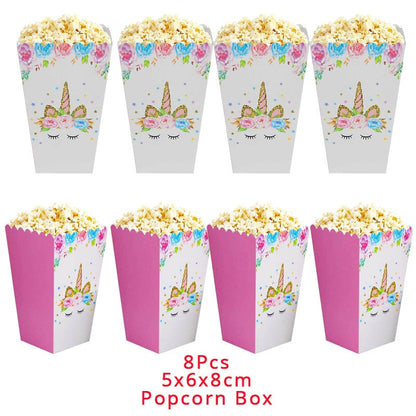 Unicorn Party 3-tier Cup Cake Stand Paper Plates Cups Balloon Birthday Party Decoration Kids Unicornio Party Girls Baby Shower