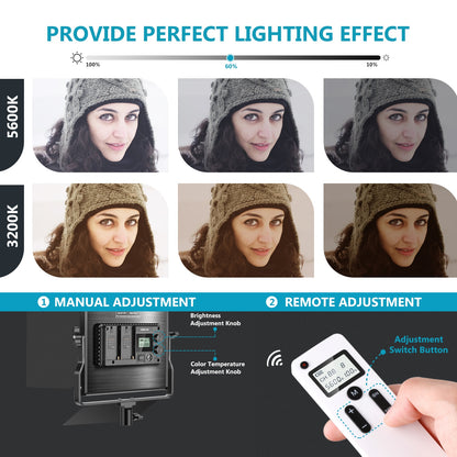 Neewer 2 Packs 660 LED Video Light Kit,Dimmable LED Panel with 2.4G Wireless Remote Light Stand for Portrait Product Photography