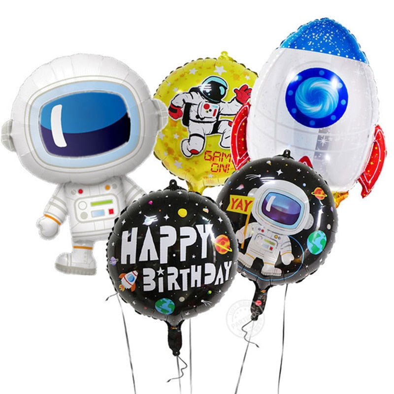 Outer Space Astronaut  Galaxy Themed Balloon Garland Kit Chrome Silver Astronaut Roket Balloon Arch Themed Boys&#39; Birthday Party