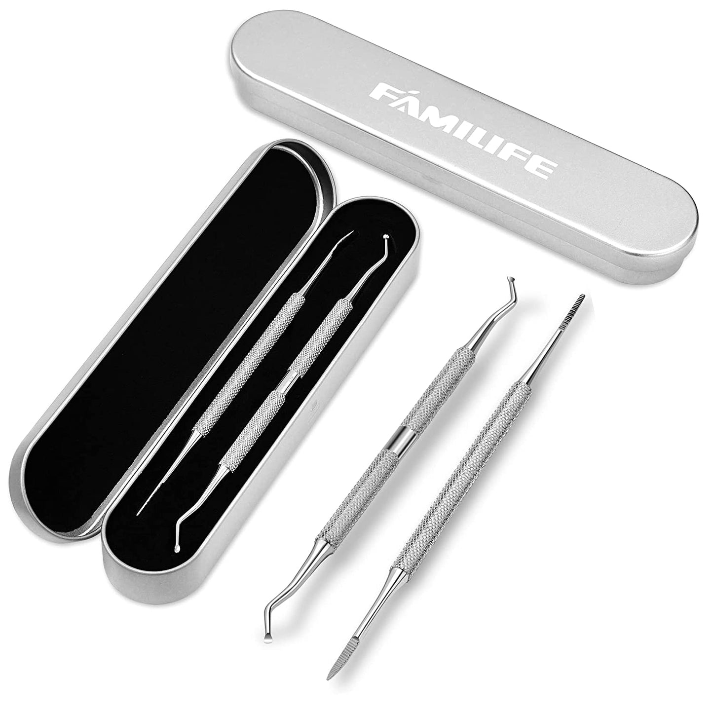 FAMILIFE Ingrown Toenail File and Lifter Double Sided Stainless Steel Professional  Foot Nail Care Hook Pedicure L0424