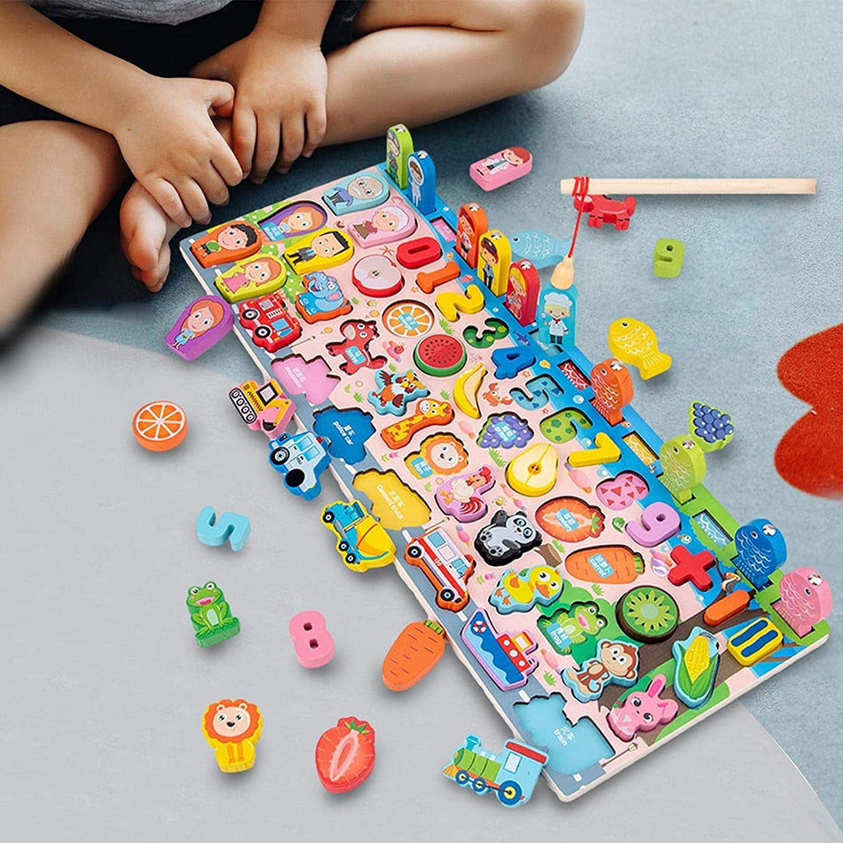 Montessori Educational Wooden Toys for Kids 2 to 4 years old Montessori Board Math Fishing Educational Toys 2 years Baby Toys