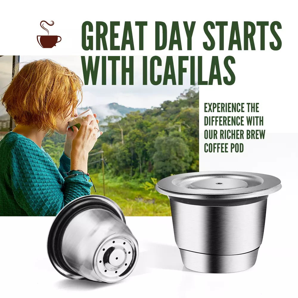 ICafilas Stainless Steel Refillable Reusable For Nespresso Coffee Capsule Cafeteira Filter for Essenza Mini &amp; Citi