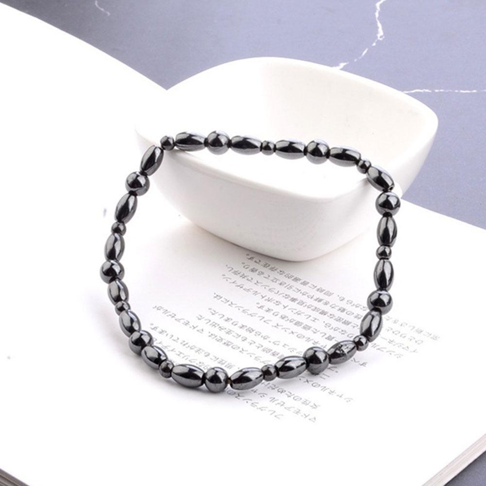 Lose Weight Girl Women Men Charm Magnetic Black Stone Anklet Natural Black Obsidian Magnetic Therapy Anklet Slim Hematite Anklet