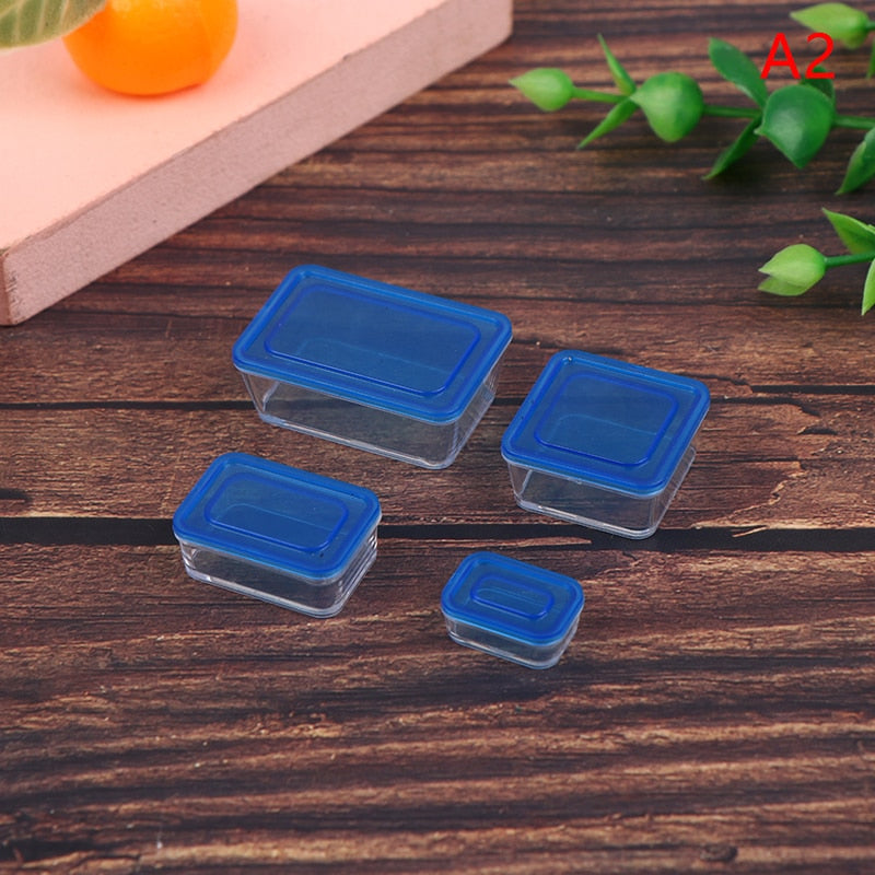 4Pcs 1/12 Miniature Dollhouse Food Container Set Mini Crisper Fruit Box lunch Box Bento Box Kitchen Blyth Doll House Accessories