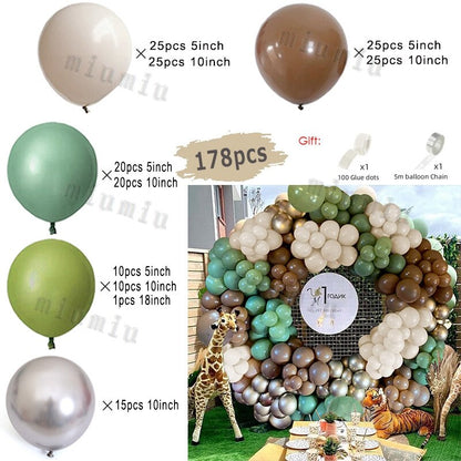 Metal Green Gold Balloon Garland Arch Kit Kids Birthday Wedding Party Matte Black White Latex Balloons Baby Shower Decorations