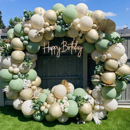 Metal Green Gold Balloon Garland Arch Kit Kids Birthday Wedding Party Matte Black White Latex Balloons Baby Shower Decorations