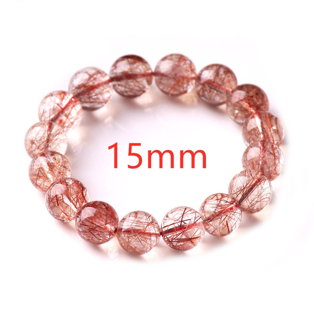 Natural Red Hair Rutilated Bracelet Jewelry Woman Man Clear Round Beads Stone Stretch AAAAA 7mm 8mm 9mm 10mm12mm 14mm