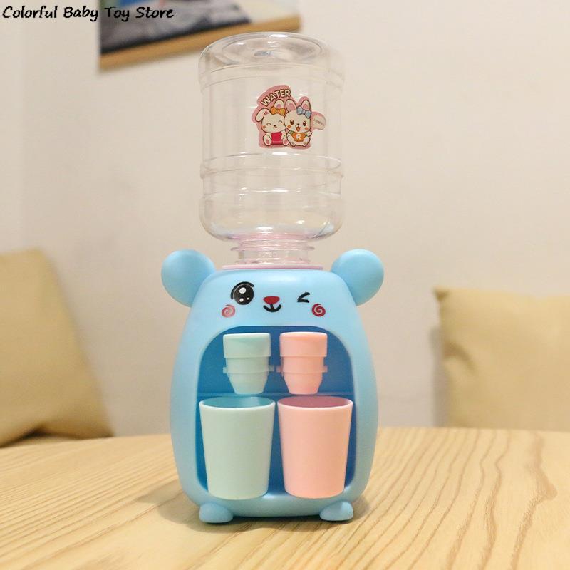 Mini Water Dispenser for Children Kids Gift Cute Cold/Warm Water Juice Milk Drinking Fountain Simulation Cartoon Pig Kitchen Toy