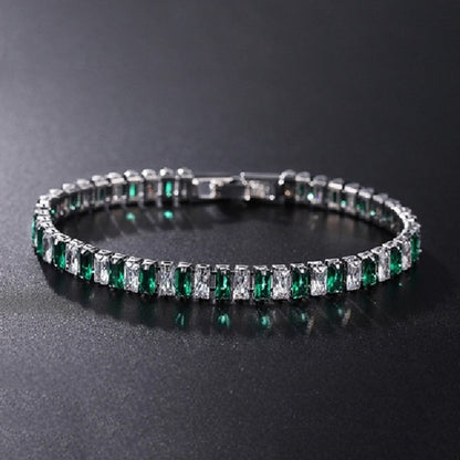 4mm Cubic Zirconia Green Tennis Bracelet Chain Bracelets For Women Men Gold Silver Color Hand Chain CZ Chain Homme Jewelry