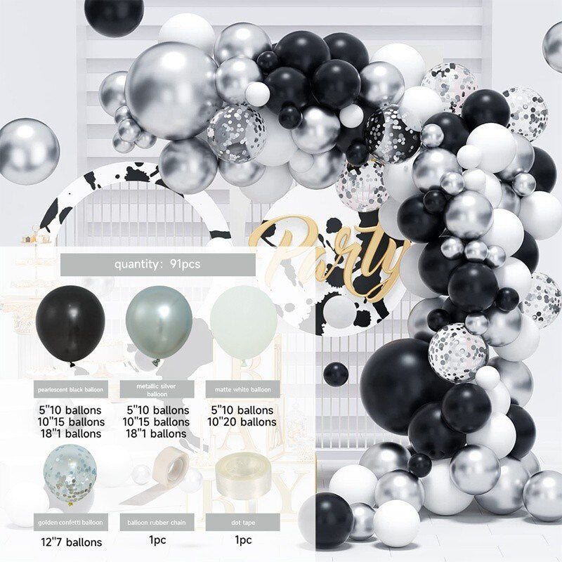 Black Gold Balloon Garland Arch Kit Confetti Latex Balloon Happy 30 40 50 Year Old Birthday Party Decoration 30th Anniversary