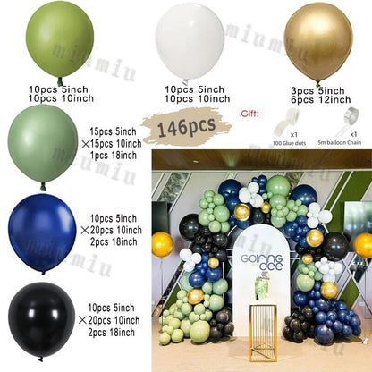 Metal Green Gold Balloon Garland Arch Kit Kids Birthday Wedding Party Matte Black White Latex Balloons Baby Shower Decorations