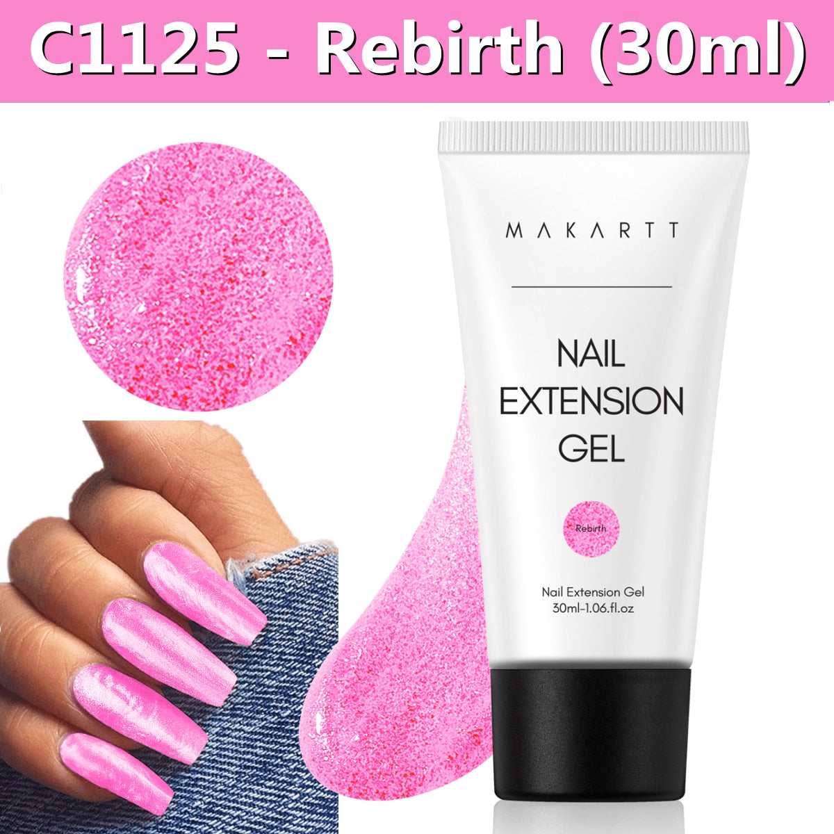 Makartt Poly Nail Extension Gel 30ML / 50ML Pink Clear Blue Purple Nail Gel Trendy Nail Art Design French Manicure For Starters