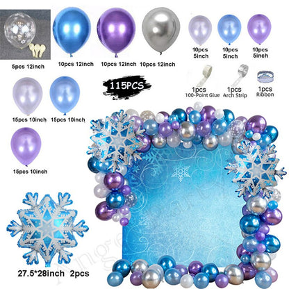 Flash Snowflake Elsa Frozen Arche Ballon Anniversaire Happy Birthday Snow Queen Balloons Party Decoration Kit Baby Shower Globos