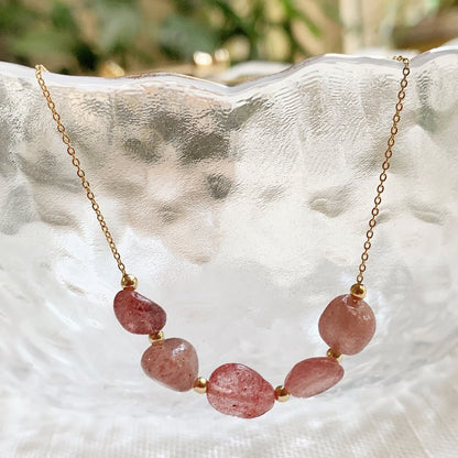 Minimalist Natural Crystal Stone Necklace Irregular Mineral Quartz Citrines Fluorite Purple Crystal Charm Tiny Chain Choker