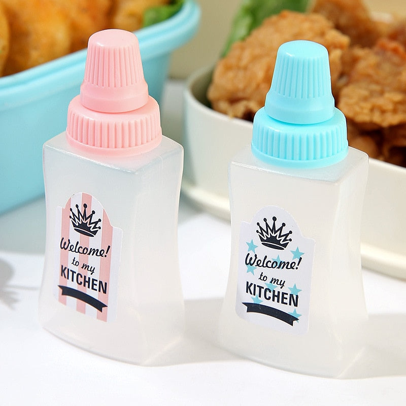 Mini Condiment Squeeze Bottle box Salad Dressing Ketchup Squeeze Jar Container Plastic Portable Lunch Box