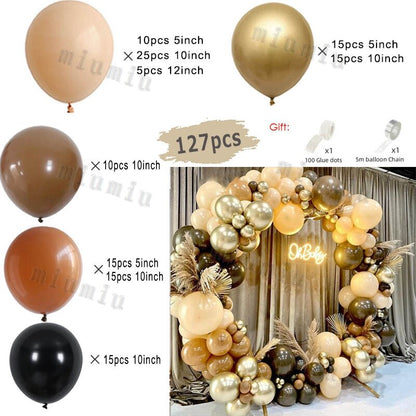 Metal Green Gold Balloon Garland Arch Kit Kids Birthday Wedding Party Matte Black White Latex Balloons Baby Shower Decorations