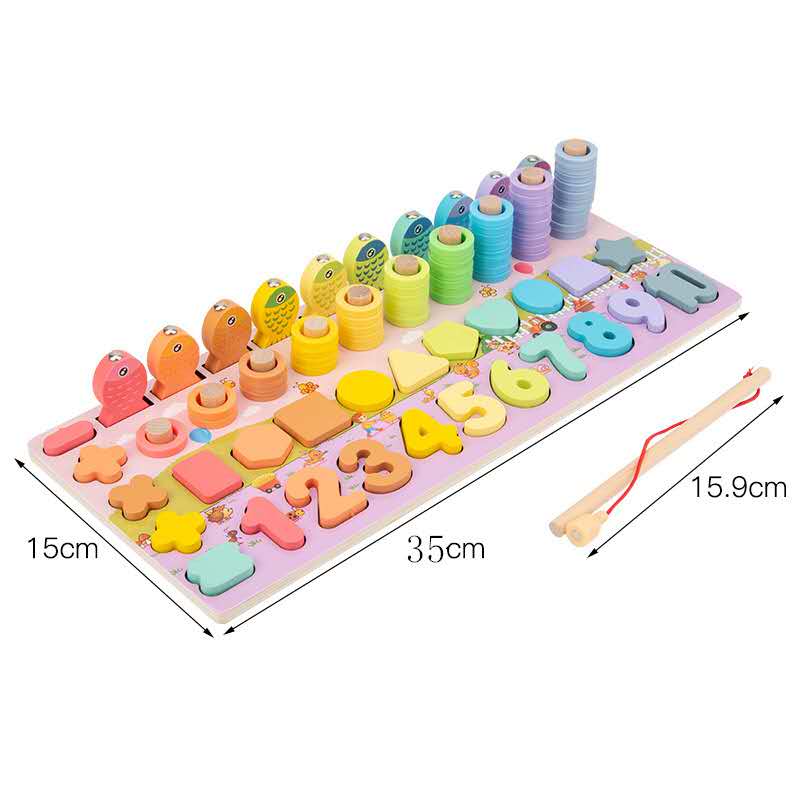 Montessori Educational Wooden Toys for Kids 2 to 4 years old Montessori Board Math Fishing Educational Toys 2 years Baby Toys