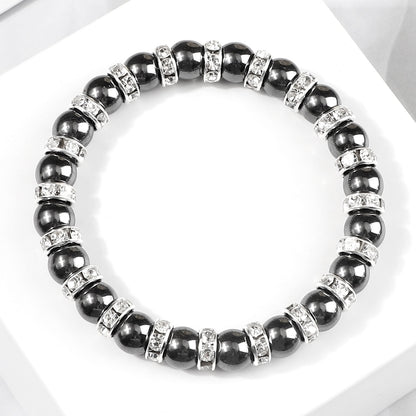 Natural Hematite Beads Bracelets Men No-Magnetic Health Protection Women Jewelry Charm Crystal Stone Stretch Bracelet &amp; Bangle