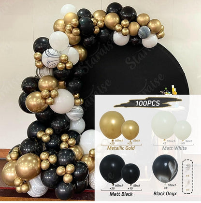 Black Gold Balloon Garland Arch Kit Confetti Latex Balloon Happy 30 40 50 Year Old Birthday Party Decoration 30th Anniversary