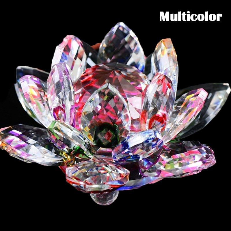 80Mm Quartz Crystals Lotus Flower Crafts Glass Fengshui Ornaments Healing Crystals Home Party Wiccan Decor Yoga Gifts Souvenir