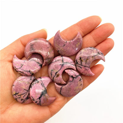 1pc Natural Red Jasper Alabaster Rhodonite Quartz Crystals Star Moon Shaped Stone Healing Gemstone Lucky Stones Jewelry Making