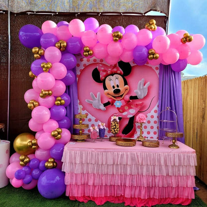 Disney Minnie Mouse Head Foil Balloons Garland Arch Kit Pink Gold Latex Balloons Birthday Baby Shower Party Decoration Supplies