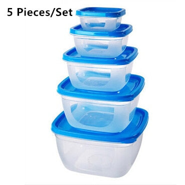 5 Pieces Sets plastic Lunch Box Portable Bowl Food Container Lunchbox Eco-Friendly Food Storage Boxes Kitchen Seal Box