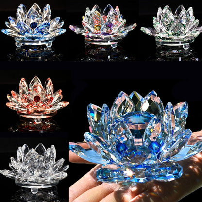 80Mm Quartz Crystals Lotus Flower Crafts Glass Fengshui Ornaments Healing Crystals Home Party Wiccan Decor Yoga Gifts Souvenir