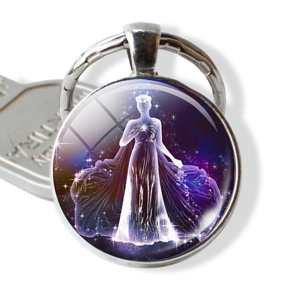 12 Constellations Keychain Constellation Key Rings Zodiac Sign Key Chain Pendant Jewelry Libra Aries Leo Fashion Birthday Gift