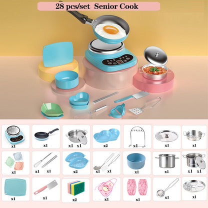 Children's Mini Kitchen Complete Cooking Girl Small Kitchen Set Children's Puzzle Play House Toys Real Cooking Food Set for Kids