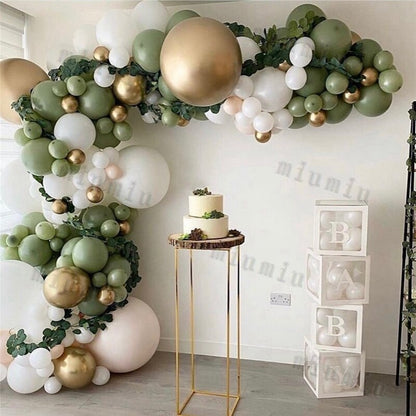 Metal Green Gold Balloon Garland Arch Kit Kids Birthday Wedding Party Matte Black White Latex Balloons Baby Shower Decorations