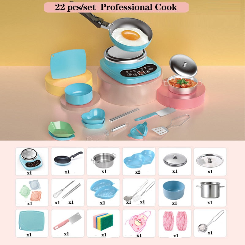 Children's Mini Kitchen Complete Cooking Girl Small Kitchen Set Children's Puzzle Play House Toys Real Cooking Food Set for Kids