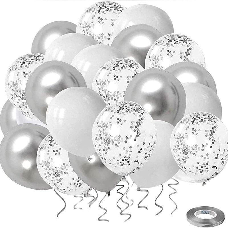 White Silver 4D Metallic Balloon Arch Garland Kit Wedding Baby Shower 28th Birthday Anniversary Bachelorette Party Decoration